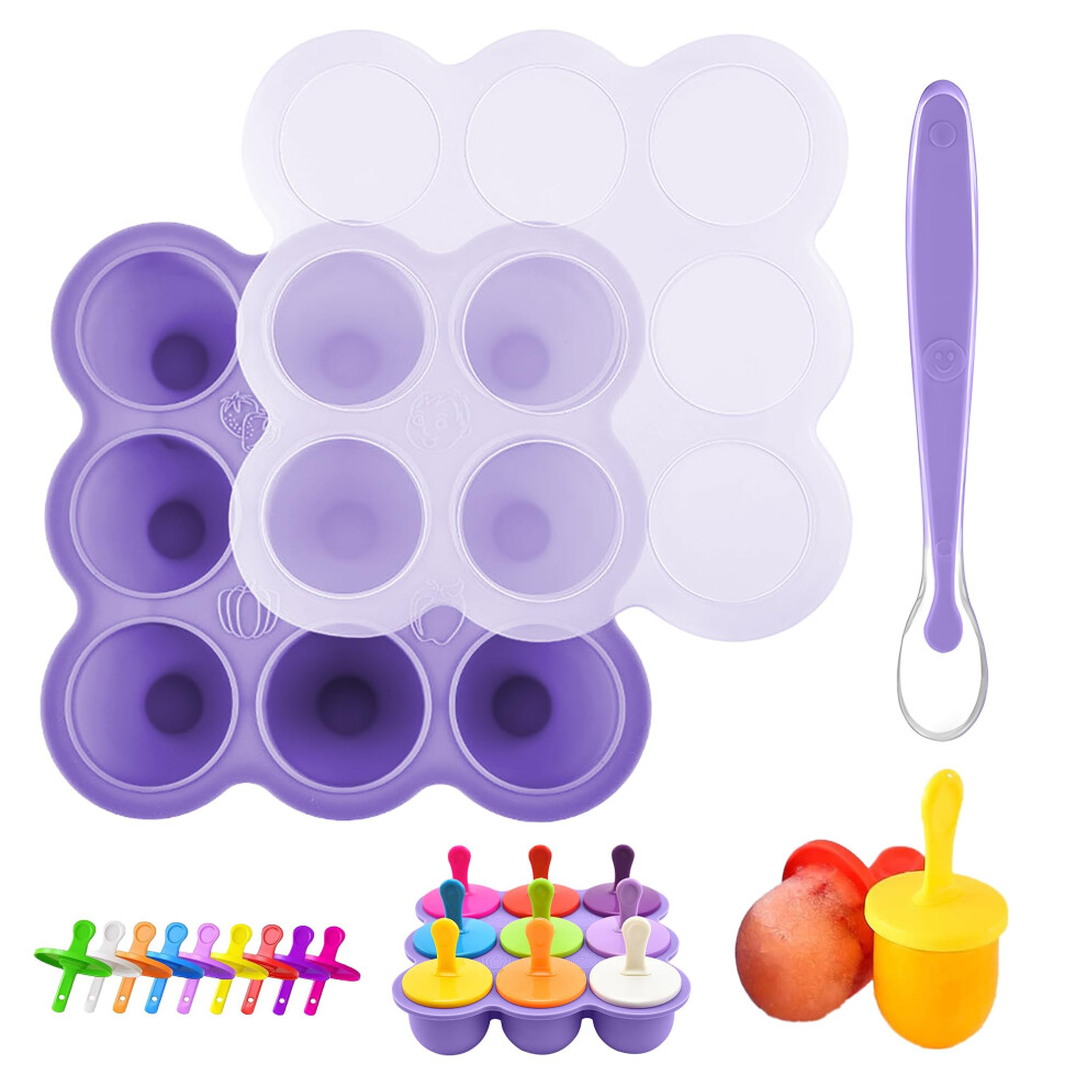 Silicone Baby Food Storage Container With Leakproof Lid, Freezer Safe Tray For Purees And Milk Purple