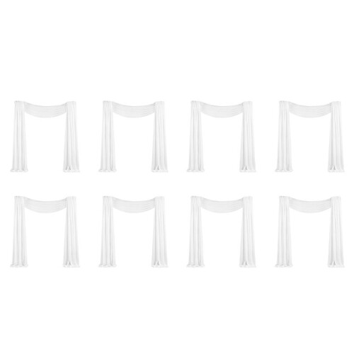 8X Tecido Drapeado em Arco de Casamento, 1 Painel, 29,5 Polegadas X 19,6 Pés, Cortina Branca de Chiffon Transparente para Cerimônia de Casamento