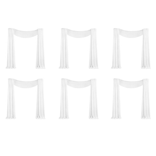6X Tecido Drapeado em Arco de Casamento, 1 Painel, 29,5 Polegadas X 19,6 Pés, Cortina Branca de Chiffon Transparente para Cerimônia de Casamento