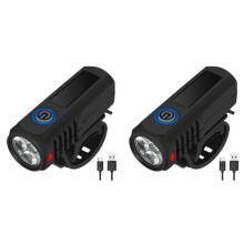 2X LED Cycling Front Light High Brightness Cycling Safety Front Lamp 3 Gears Bike Handlebar Flashlight for Night Riding