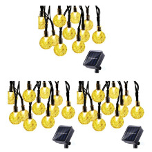 3X 8 Modes Solar Light Bulbs Crystal 5M LED String Lights Fairy Lights Garlands for Christmas Party Outdoor