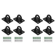 8X Pad Eye Plate U Hooks Heavy Duty Wall Mount Ring Hooks Marine Hanging Hardware Staple Hook Loop with Screws