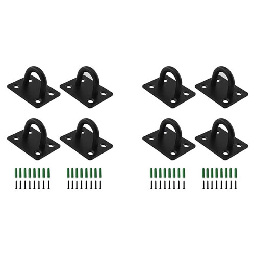 8X Pad Eye Plate U Hooks Heavy Duty Wall Mount Ring Hooks Marine Hanging Hardware Staple Hook Loop with Screws 1