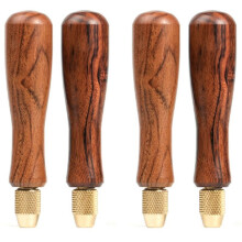 4pcs Wood File Handle Wooden Handles with Brass Collet Chuck for Small Files with A Tang Diameter of 2.7MM-3MM,3.5-3.8MM