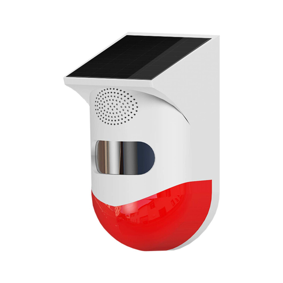Solar Powered Pir Motion Sensor Alarm With 120Db Siren And Strobe Light, Waterproof Outdoor Security Detector 9092120146752