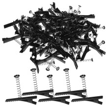 100 Pack Black Duck Bill Metal Hair Clips with Secure Grip for Salon Styling and DIY Crafting