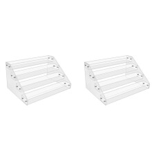 2X 4-Tiers Klar Akryl CD-Hållare Cascading CD-Lagringsställ, DVD/CD-Displayställ och Vinylskivförvaringsställ