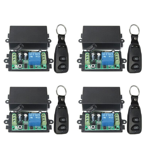 4X  12V 10A 1Ch Wireless Remote Control  System Receiver Transmitter 2 Buttons Waterproof Remote 433Mhz
