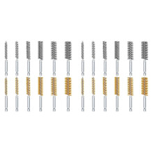 24PCS Steel Bore Wire Brush Twisted Wire Stainless Steel Cleaning Brush with Handle 1/4 Inch Hex for Pipe Hole