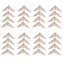 32Pcs Wood Carved Corner Onlay Applique Unpainted Frame Cupboard Cabinet Decal for Home Furniture Decoration 15cm