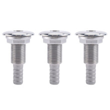 3X Conector Marinho Mangueira Barb Tubo de Drenagem de Aço Inoxidável Tubo Através Do Casco Prata 316 Encaixe de Junta de Drenagem para  Iate 3/8
