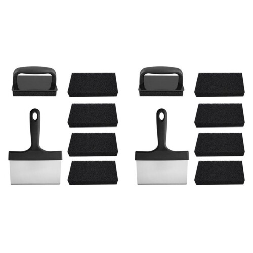 2X Versatility Griddle Cleaning Kit Grill Cleaner Tool Set for Hot or Cold Surfaces Scraper Cleaning Brushes