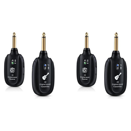 2X A8 Trådlöst Gitarrsystem Uppladdningsbart UHF-Ljud Trådlös Sändarmottagare för Gitarrbas Violintangentbord 1