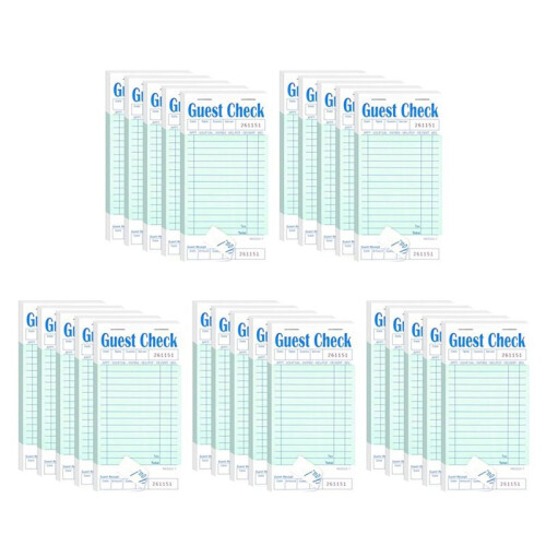 25 Pack Guest Check Books, Server Note Pads for Restaurant, Green Waiter Checkbook, Restaurant Order Pad 50 Sheets/Pack