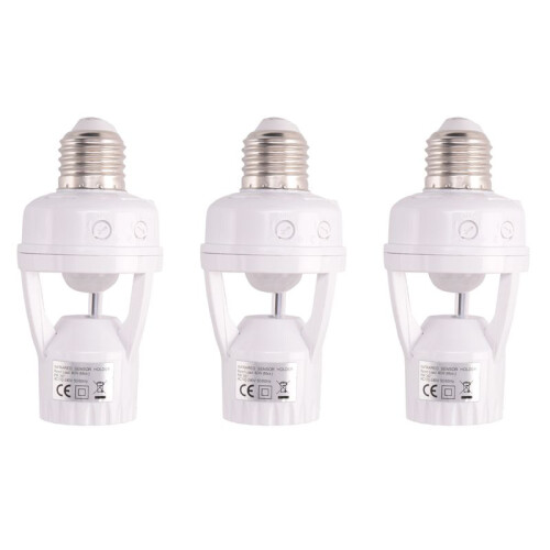 3X E27 LED 220V Screw Light Bulb Holder LED PIR Infrared Motion Sensor Lamp with  Socket Identify