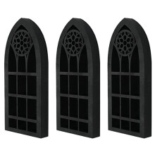 3X Wall Mounted Floating Shelves Old Church Window Crystal Wall Shelf Wall Hanging Gothic Boho Black Essential Oil Shelf