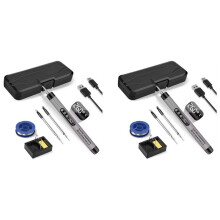 2X Sladdlös Lödkolvssats USB Portabel Lödkolv med LCD Justerbar Temperatur Lödsats Grå