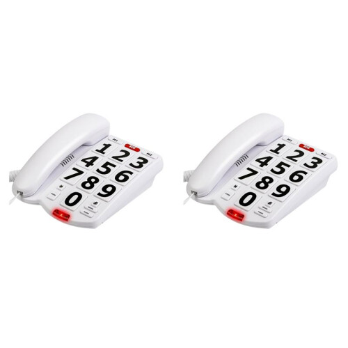 2X  Button Phone for Elderly Seniors, Home Land  Phone One Key for Help Telephone