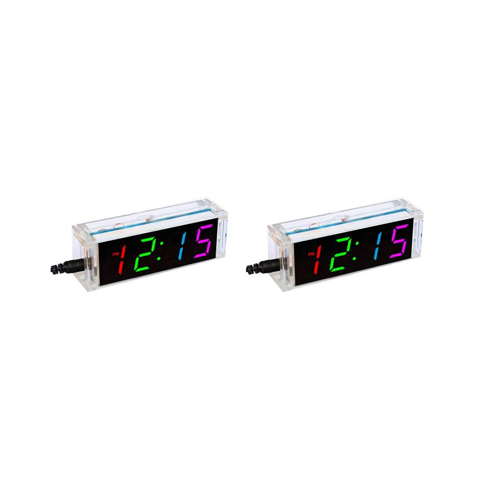 2X Diy Clock Kit Digital Tube Temperature Clock Colorful Display Ds1302 Electronic Kit Soldering Subjest Assembly Kit 6033116892683