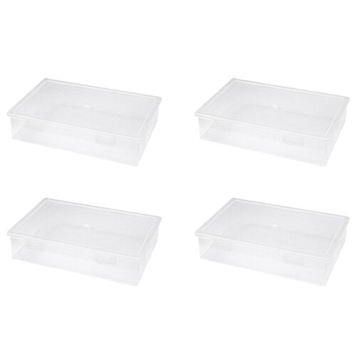 4X Plastic File Organizer Transparent Square Storage Box Storage Box File Storage Box M