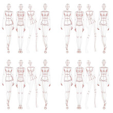 4X Mode Illustratie Linialen Schetsen Sjablonen Liniaal Naaien Humanoïde Patronen Ontwerp Kleding Meten,Type A