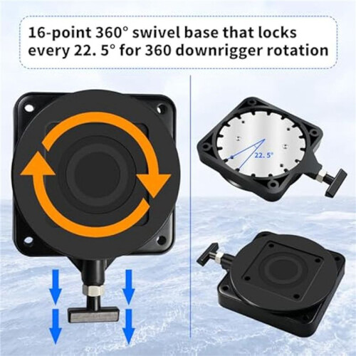 2Pack 2207003 Low-Profile Swivel Base Compatible with for Ca-Nnon 3991913 Downrigger Mount 2