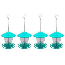 4X Wild Bird Feeder, Outside Squirrel Proof Bird Feeder, Hanging Wild Bird Feeder with Round Shaped Roof Green