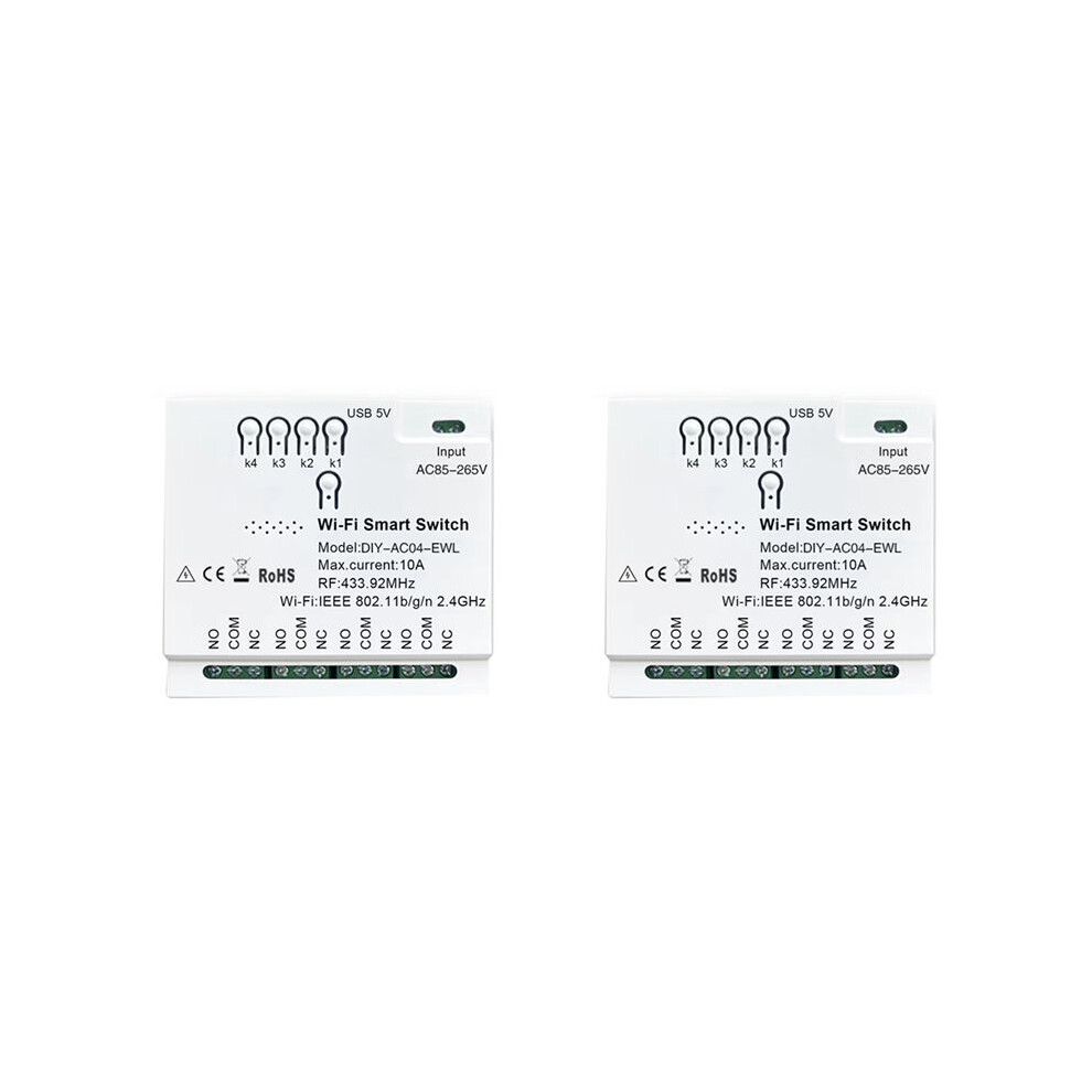2X 4Ch Ewelink Wifi Rf433 85-265V 2.4G Wifi Smartlife Home Automation Module For Iftt Alexa Home 6032687773254