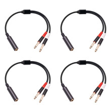 4 Stück 6,35 mm 1/4 Zoll Stereo TRS-Buchse auf 2 Dual 6,35 mm Mono TS-Stecker Y-Splitterkabel Audio-Adapterkabel