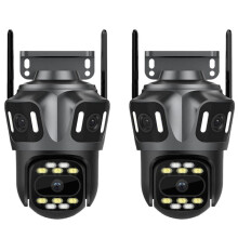 2X Icsee3-Eye Drie-Scherm 8MP Draadloze WiFi HD Netwerkcamera Buiten Volledige Kleuren Mobiele Telefoon Afstandsbediening 360 Panoramisch Beeld