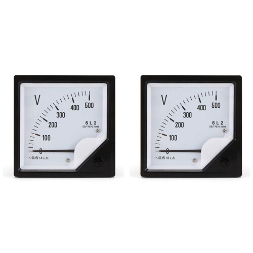 2X 6L2 Voltmeter AC 500V Wijzertype Spanningsmeter Mechanische Header