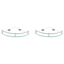 2X Étagères de Salle de Bain, Étagère D'Angle en Verre Triangulaire à Fixation Murale, Étagère en Verre Trempé pour Ranger Gel Douche/Savon.