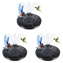 3X Solar Fountain, Solar Water Fountain with 6 Nozzles and Fixer, 6.3inch Solar Fountain Pump for Bird Bath