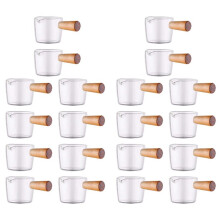 20 PCS Transparente Glass Creamer com Alça de Madeira, Coffee Milk Creamer Pitcher. 100Ml