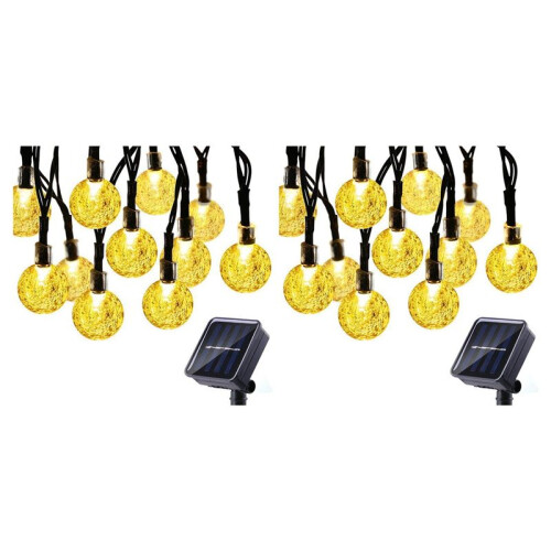 2X 8 Modes Solar Light Bulbs Crystal  5M LED String Lights Fairy Lights Garlands