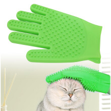 Reusable Pet Grooming Glove Silicone Double-Sided for Long/Short Hair Light Green
