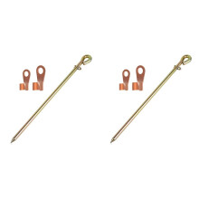 2X Portable Grounding Rod - Grounding Pin with Grounding Wire Lug Great for Electric Fences, Burners, Baling Stakes