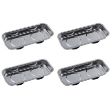 4X Sucker Stainless Steel Square Stainless Steel Magnetic Tray Strong Permanent Magnet Bowl 150x65Mm