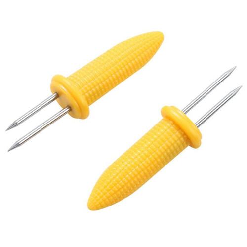 12 Pieces of Corn Rack Corn  the Cob Stainless Steel Corn Rack Fork Skewers with Silicone Handle 1