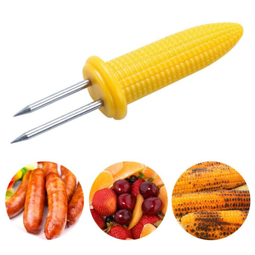 12 Pieces of Corn Rack Corn  the Cob Stainless Steel Corn Rack Fork Skewers with Silicone Handle 2