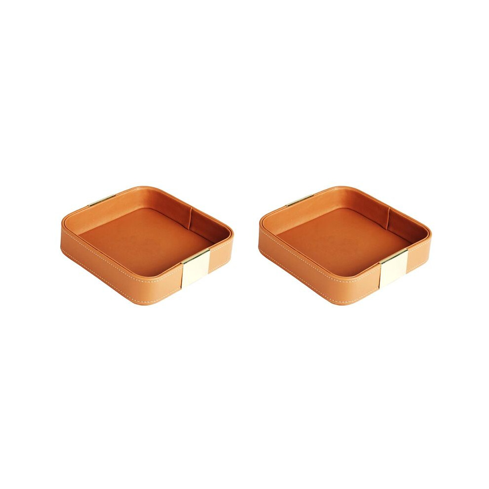 Typecat 2X Leather Desktop Tray Catchall Organizer Tray For Entryway Table To Hold Jewelry Watch Phone Wallet Container A