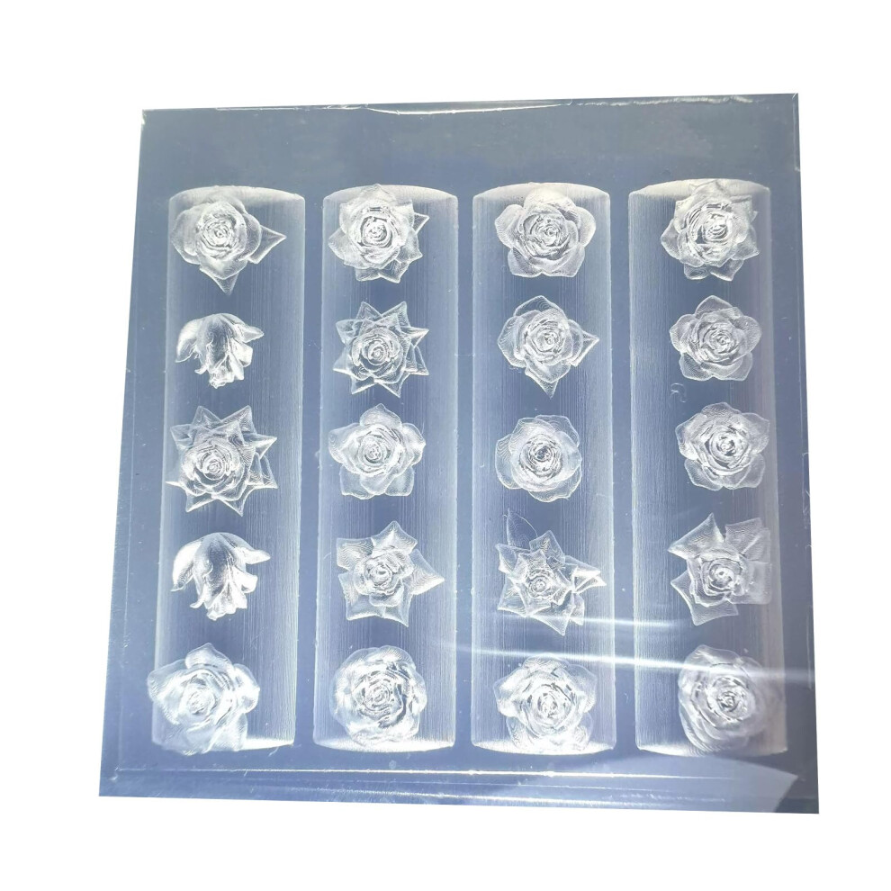 Nail Art Silicone Mold with Precise Embossed Flower Patterns, Reusable Flexible Design