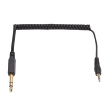 6,35 mm auf 3,5 mm Spiralkabel, vergoldet, einziehbar, für PC, Laptop, MP3-Player, Dual-Stecker, Plug & Play, tragbar