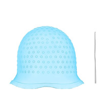Blue Hair Highlighting Cap with Hook, Reusable Salon Tool for Precise Strand Selection