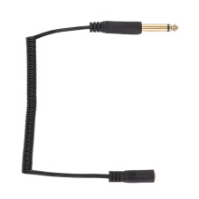 Cabo espiralado retrátil banhado a ouro de 6,35 mm mono macho para 3,5 mm fêmea, plug and play, adaptador de áudio portátil para PC, laptop e MP3.