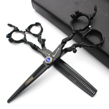 Black Titanium 7 Inch Hairdressing Scissors Professional Barber Japanese Steel Sharp Cutting Edge