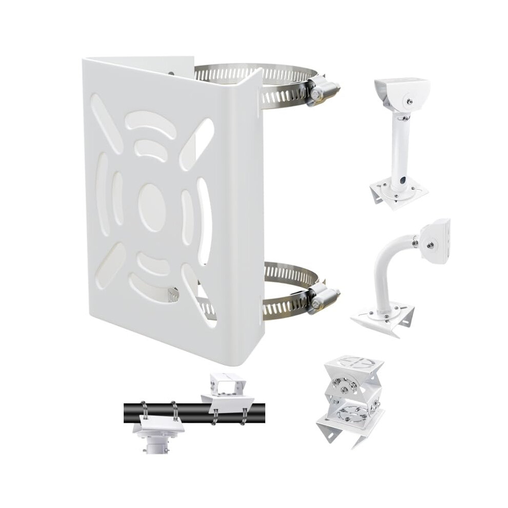 Universal Pole Mount Bracket For Cctv Camera, Dualloop Secure Hold, Weatherresistant Metal Build 9073542663034
