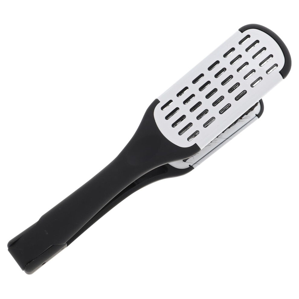 Black/White Hair Straightening Brush Double Sided Boar Bristles For Smooth Shine Ergonomic Clamp