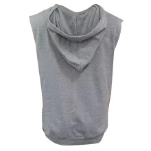 Canotta con cappuccio da uomo, grigia chiara, 2XL, senza maniche, con cordoncino, tasca davanti