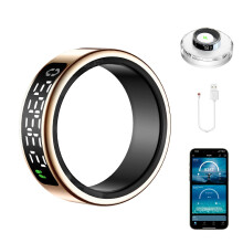 Gold Smart Health Ring with Screen Heart Rate and Sleep Monitor IP68 Waterproof Fitness Tracker 10#